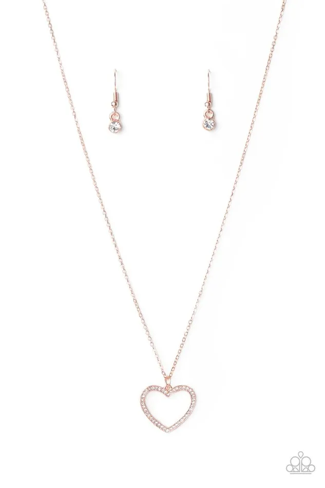 Paparazzi Jewelry Necklaces Paparazzi Necklace GLOW by Heart Rose Gold Paparazzi Jewelry Necklaces Paparazzi Necklace GLOW by Heart Rose Gold