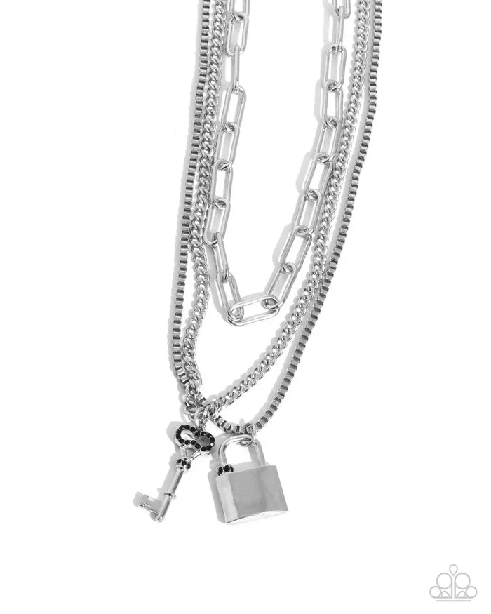 Paparazzi Jewelry Necklaces Paparazzi Necklace LOCKS of Luck Black Paparazzi Jewelry Necklaces Paparazzi Necklace LOCKS of Luck Black