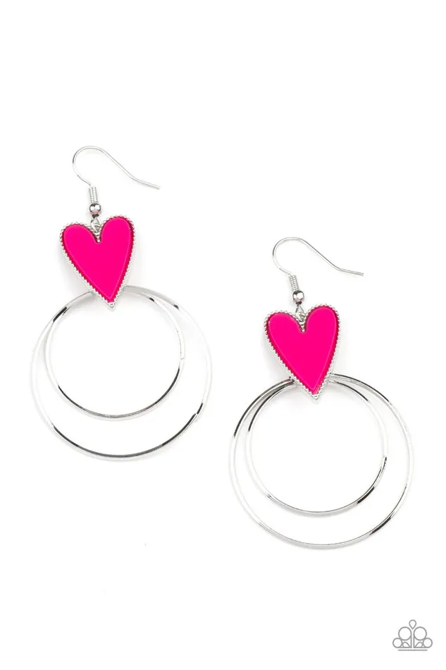 Paparazzi Jewelry Paparazzi Earring Happily Ever Hearts Pink Earrings Paparazzi Jewelry Paparazzi Earring Happily Ever Hearts Pink Earrings