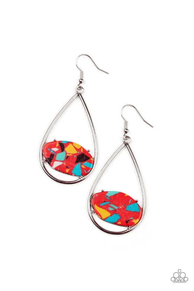 Paparazzi Jewelry Paparazzi Earring Tropical Terrazzo Red Earrings Paparazzi Jewelry Paparazzi Earring Tropical Terrazzo Red Earrings