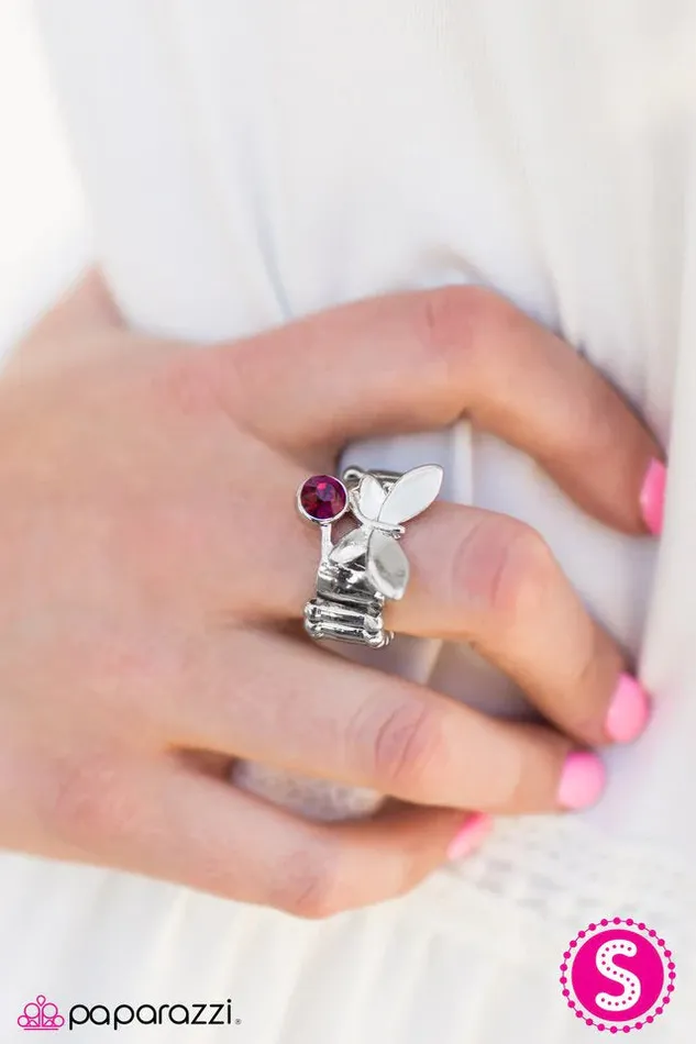 Paparazzi Jewelry Rings Paparazzi Ring Butterfly Fly By Pink