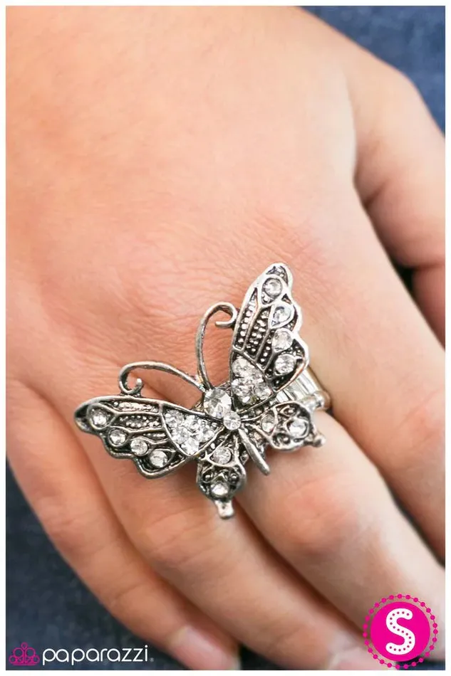 Paparazzi Jewelry Rings Paparazzi Ring Butterfly Kisses White
