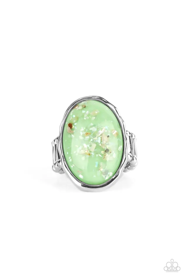 Paparazzi Ring Glittery With Envy Green Paparazzi Jewelry Rings