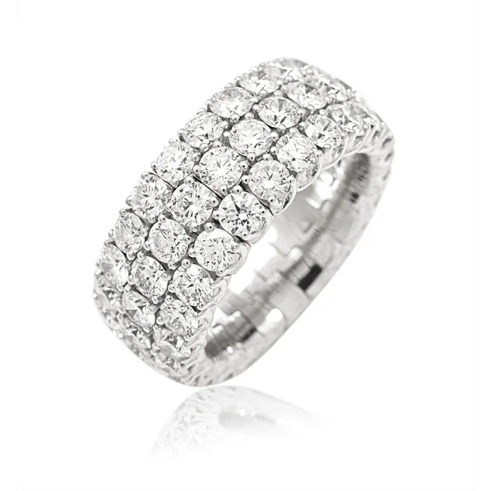 Picchiotti 18K White Gold Xpandable Three Layer Round Diamond Eternity Band Ring Picchiotti Rings Picchiotti 18K White Gold Xpandable Three Layer Round Diamond Eternity Band Ring Picchiotti Rings