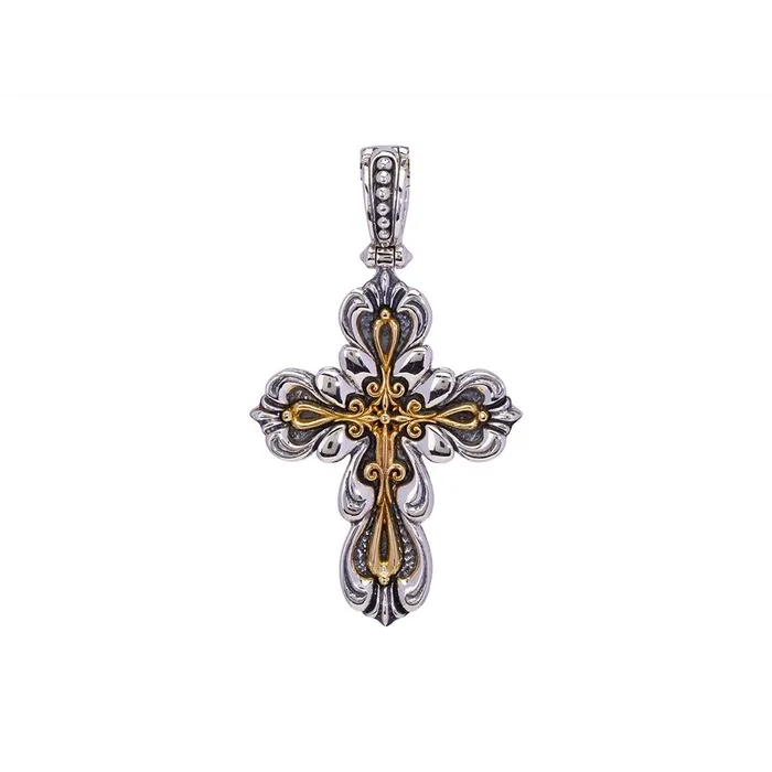 PreStyled Sets Konstantino Silver and 18K Gold Cross Etched Pendant Konstantino PreStyled Sets Konstantino Silver and 18K Gold Cross Etched Pendant Konstantino