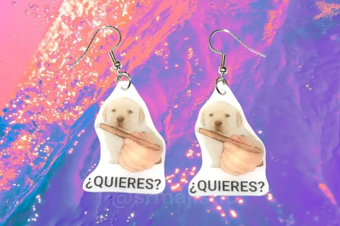 QUIERES Dog Offering Smokes Funny Meme Handmade Earrings Sam Makes Things Earrings QUIERES Dog Offering Smokes Funny Meme Handmade Earrings Sam Makes Things Earrings