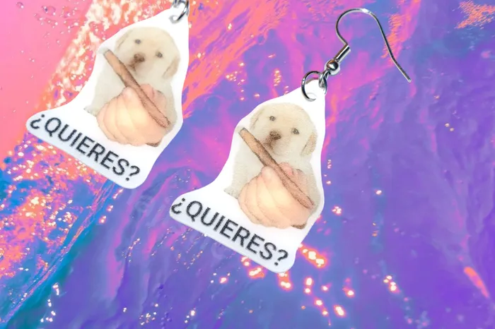 QUIERES Dog Offering Smokes Funny Meme Handmade Earrings Sam Makes Things Earrings QUIERES Dog Offering Smokes Funny Meme Handmade Earrings Sam Makes Things Earrings