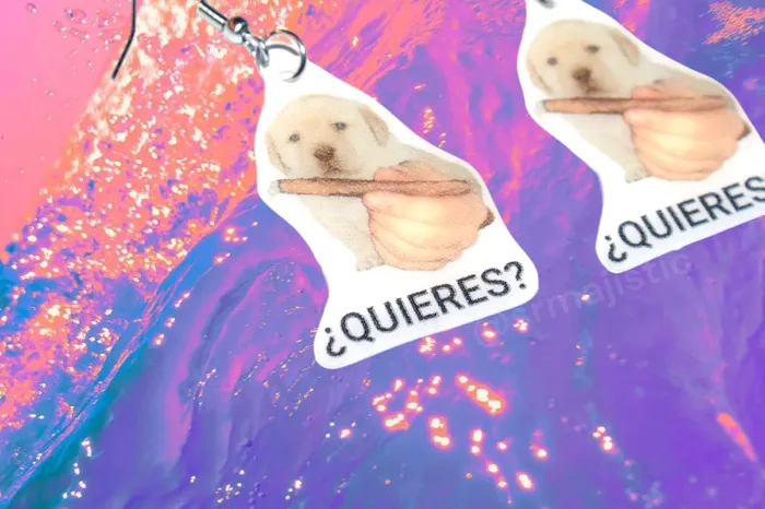QUIERES Dog Offering Smokes Funny Meme Handmade Earrings Sam Makes Things Earrings QUIERES Dog Offering Smokes Funny Meme Handmade Earrings Sam Makes Things Earrings