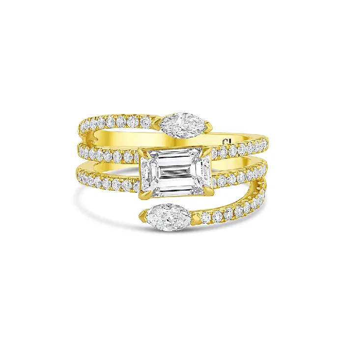 Rings CJ Charles Jewelers Rivire 18k Yellow Gold 123ct Emerald Cut Diamond Spiral Ring