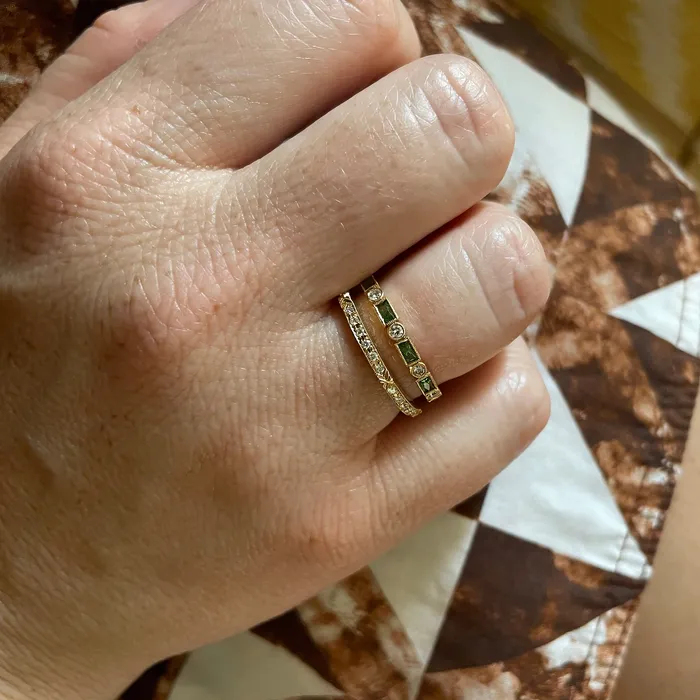 Rings Croghans Tsavorite Diamond Eternity 18K Yellow Gold Band