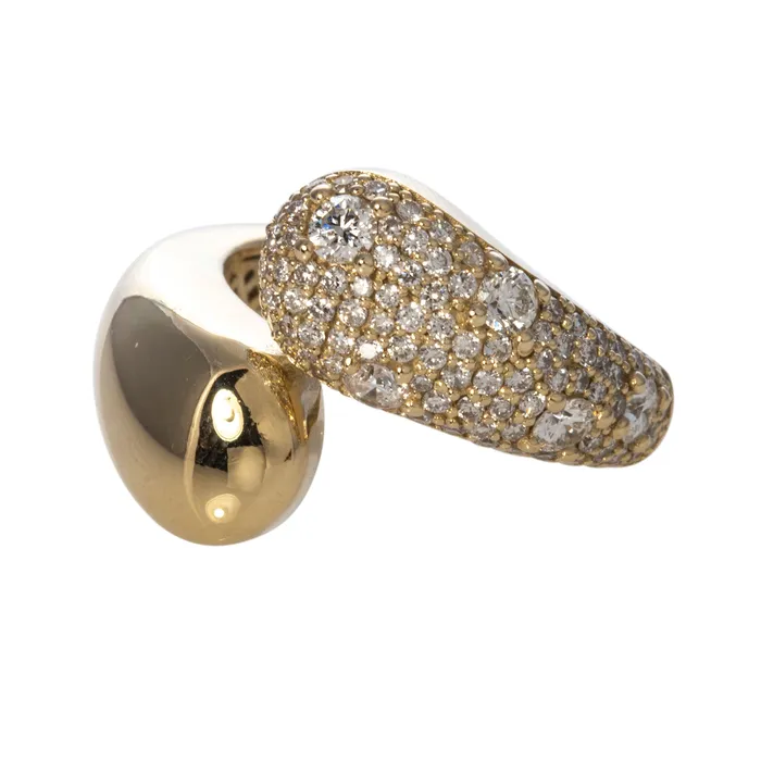 Rings Diamond Pav 14K Yellow Gold Bypass Ring Croghans