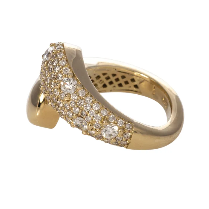 Rings Diamond Pav 14K Yellow Gold Bypass Ring Croghans
