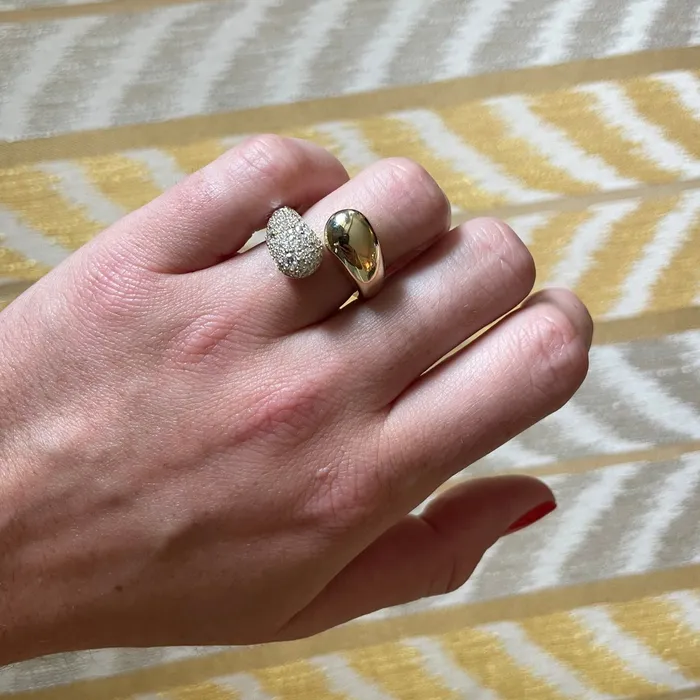 Rings Diamond Pav 14K Yellow Gold Bypass Ring Croghans