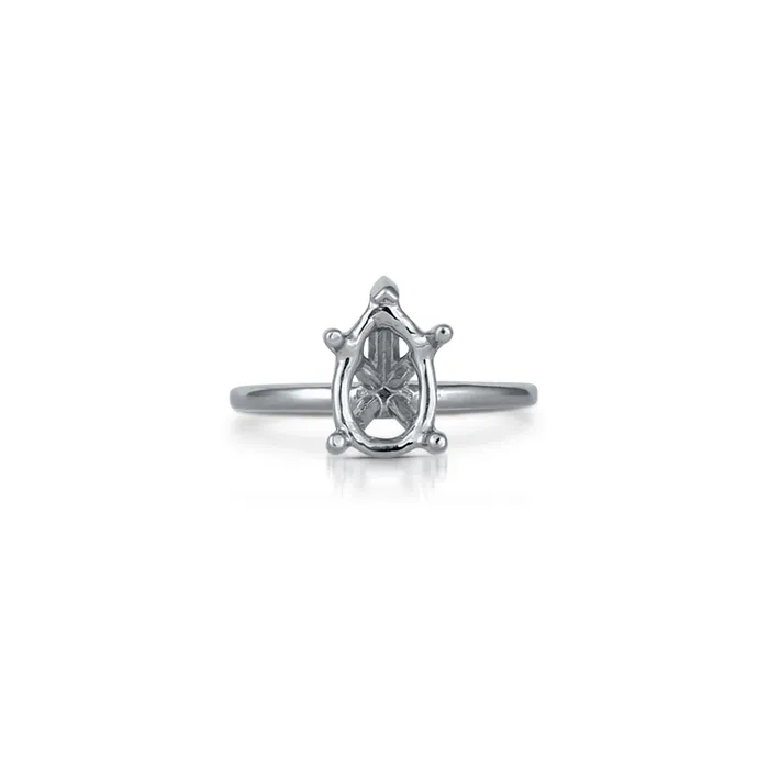 Rings Engagement Collections 14K White Gold Solitaire Ring for Pear Cut Diamond Rings Engagement Collections 14K White Gold Solitaire Ring for Pear Cut Diamond