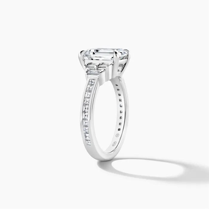 Rings Engagement Collections Platinum Diamond Semimount Ring Baguettes and Asschers Emerald Cut Center Rings Engagement Collections Platinum Diamond Semimount Ring Baguettes and Asschers Emerald Cut Center