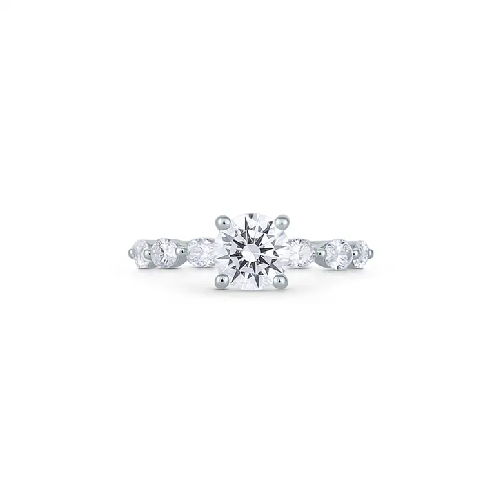 Rings Fana 14K White Gold Semi Mount Ring with Oval Diamond Shank