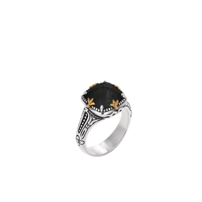 Rings Konstantino Konstantino Sterling Silver and 18K Yellow Gold Cushion Black Onyx Ring Rings Konstantino Konstantino Sterling Silver and 18K Yellow Gold Cushion Black Onyx Ring