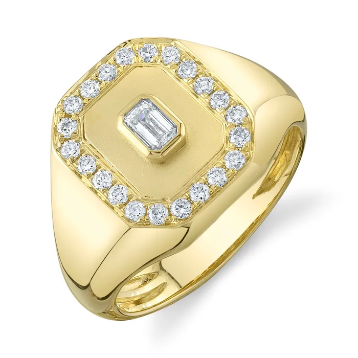 Rings Meierotto Jewelers 14K Yellow Gold Emerald and Round Diamond Ring