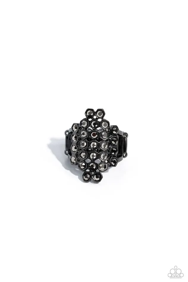 Rings Paparazzi Jewelry Paparazzi Ring Honeycomb Haute Black Rings Paparazzi Jewelry Paparazzi Ring Honeycomb Haute Black