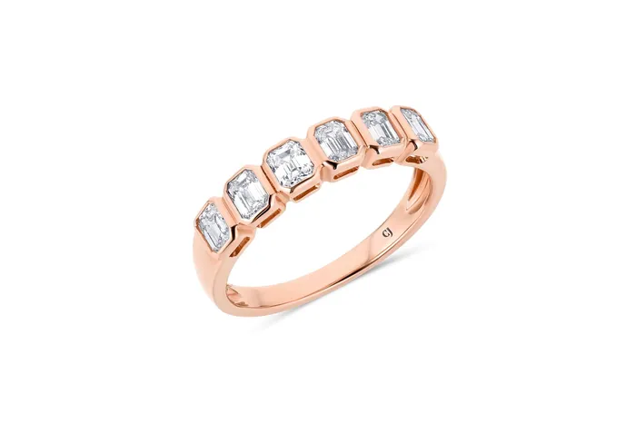 Rings Rose Gold Emerald Cut Diamond Band CJ Charles Jewelers