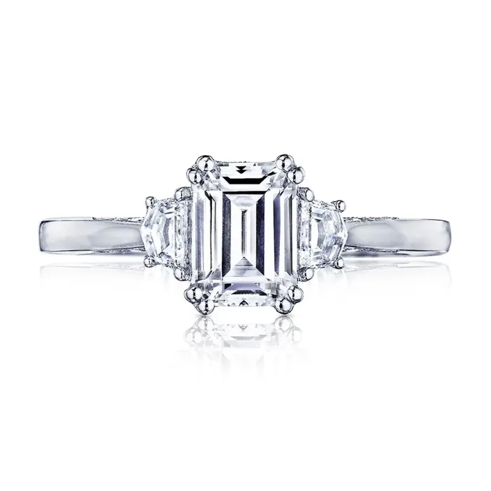 Rings Tacori Tacori 18K White Gold Simply Tacori Emerald Semi Mount Diamond Ring