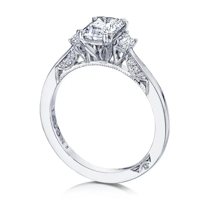 Rings Tacori Tacori 18K White Gold Simply Tacori Emerald Semi Mount Diamond Ring Rings Tacori Tacori 18K White Gold Simply Tacori Emerald Semi Mount Diamond Ring