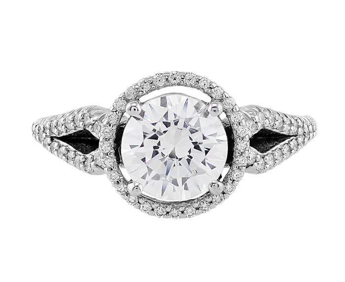 Ritani Rings Ritani Bella Vita 18k White Gold Halo Split Shank Engagement Ring Ritani Rings Ritani Bella Vita 18k White Gold Halo Split Shank Engagement Ring