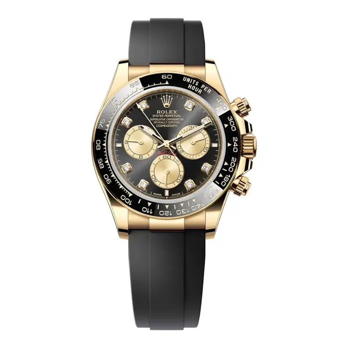 Rolex Bracelets Rolex Cosmograph Daytona 40mm Ref 126518LN Bright Black Champagne Diamond Dial Ceramic Bezel 18K Yellow Gold Case Black Oysterflex Bracelet Mens Watch Rolex Bracelets Rolex Cosmograph Daytona 40mm Ref 126518LN Bright Black Champagne Diamond Dial Ceramic Bezel 18K Yellow Gold Case Black Oysterflex Bracelet Mens Watch