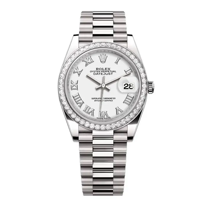 Rolex Bracelets Rolex LadyDatejust 28mm Ref 279136RBR wrp White Roman Dial Diamond Bezel Platinum Presidential Bracelet Womens Watch Rolex Bracelets Rolex LadyDatejust 28mm Ref 279136RBR wrp White Roman Dial Diamond Bezel Platinum Presidential Bracelet Womens Watch