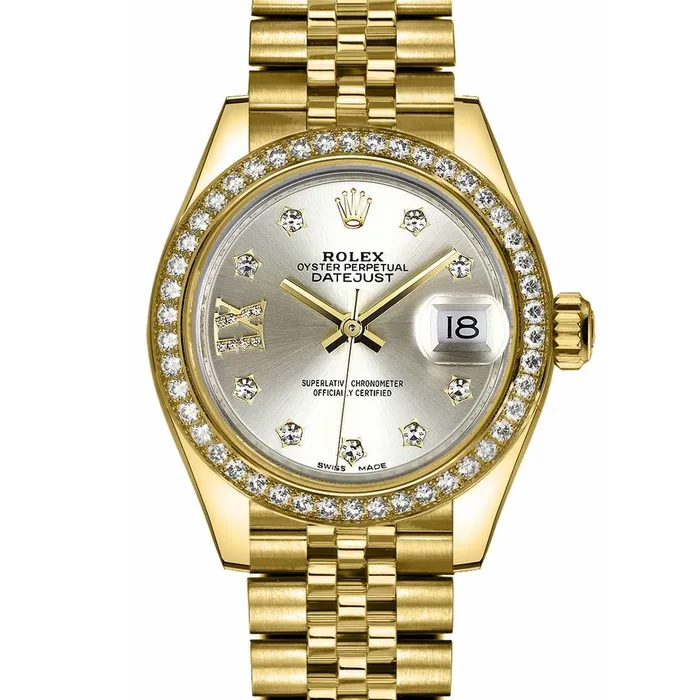 Rolex Lady Datejust 28mm Ref 279138rbr0002 Silver Dial 18K Yellow Gold Jubilee Bracelet Womens Watch Rolex Bracelets