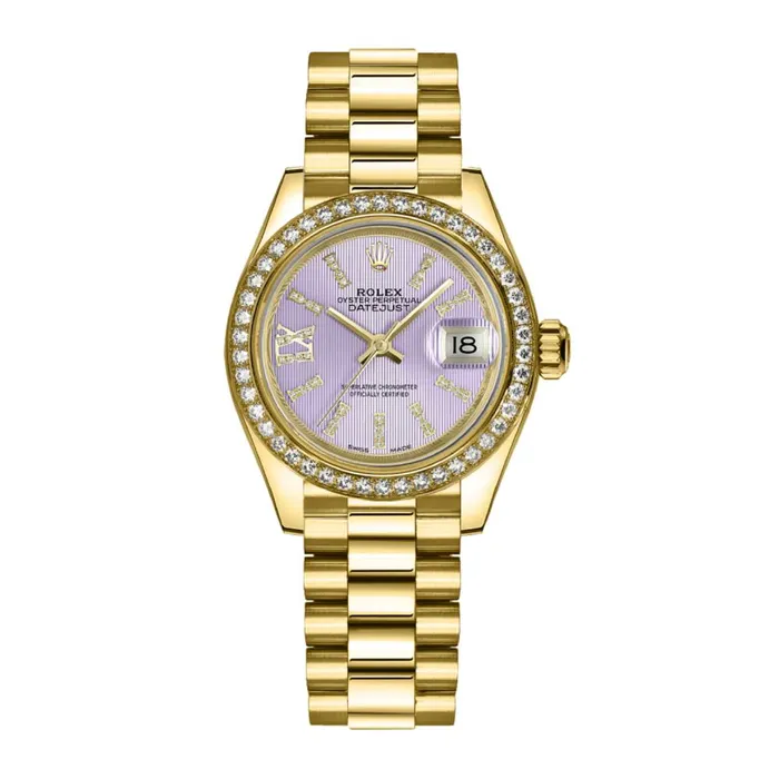 Rolex Lady Datejust 28mm Ref 279138rbr0010 Purple Dial 18K Yellow Gold President Bracelet Womens Watch Rolex Bracelets Rolex Lady Datejust 28mm Ref 279138rbr0010 Purple Dial 18K Yellow Gold President Bracelet Womens Watch Rolex Bracelets
