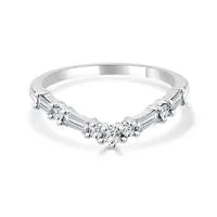 Wedding Bands 14K White Gold Round and Baguette Curved Diamond Band Rings Wedding Bands 14K White Gold Round and Baguette Curved Diamond Band Rings