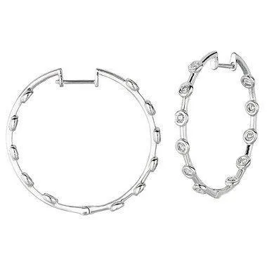 22 Ct Sparkling Round Cut Natural Earth Mined Diamond Hoop Earring 14K White Gold GB Earrings 22 Ct Sparkling Round Cut Natural Earth Mined Diamond Hoop Earring 14K White Gold GB Earrings