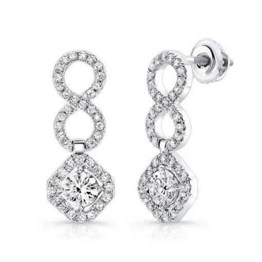 280 Carats Brilliant Cut Natural Earth Mined Diamonds Lady Dangle Earrings 14K White GB Earrings 280 Carats Brilliant Cut Natural Earth Mined Diamonds Lady Dangle Earrings 14K White GB Earrings