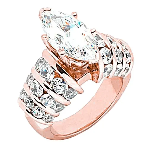3 Carat Marquise Natural Earth Mined Diamond Engagement Ring With Accents Rose Gold 14K GB Rings 3 Carat Marquise Natural Earth Mined Diamond Engagement Ring With Accents Rose Gold 14K GB Rings