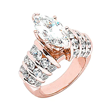 3 Carat Marquise Natural Earth Mined Diamond Engagement Ring With Accents Rose Gold 14K GB Rings 3 Carat Marquise Natural Earth Mined Diamond Engagement Ring With Accents Rose Gold 14K GB Rings