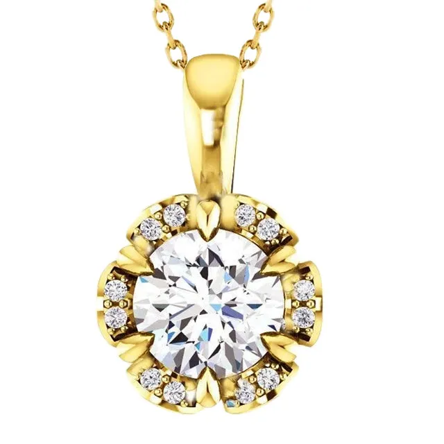 3 Ct Natural Earth Mined Diamonds Pendant Necklace Yellow Gold Round Cut GB Necklaces 3 Ct Natural Earth Mined Diamonds Pendant Necklace Yellow Gold Round Cut GB Necklaces