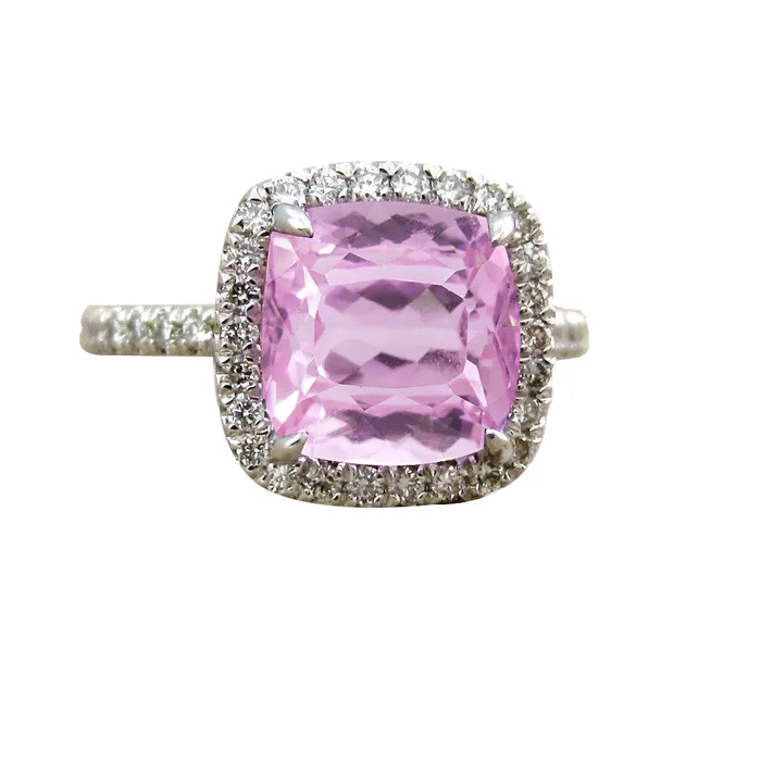 3545 Carats Big Pink Kunzite Natural Earth Mined Diamond Ring White Gold 14K GB Rings 3545 Carats Big Pink Kunzite Natural Earth Mined Diamond Ring White Gold 14K GB Rings