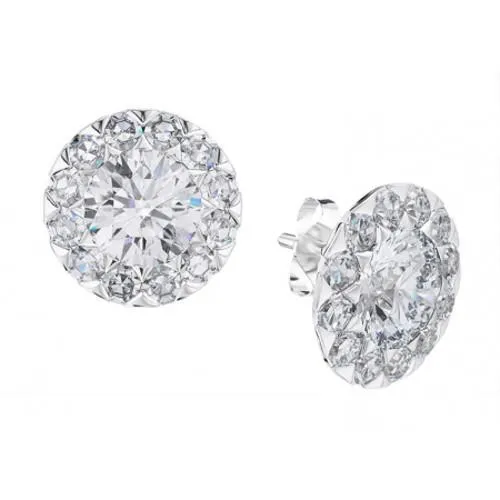 4 Carats Sparkling Natural Earth Mined Diamonds Ladies Studs Halo Earrings White Gold 14K GB Earrings 4 Carats Sparkling Natural Earth Mined Diamonds Ladies Studs Halo Earrings White Gold 14K GB Earrings