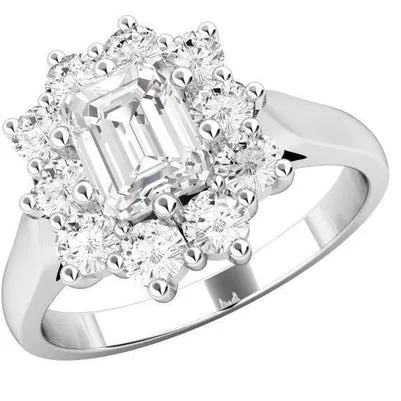 4 Ct Emerald And Round Cut Natural Earth Mined Diamond Halo Anniversary Ring GB Rings 4 Ct Emerald And Round Cut Natural Earth Mined Diamond Halo Anniversary Ring GB Rings