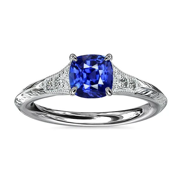 Antique Style Gemstone Jewelry Cushion Blue Sapphire Ring 2 Carats HarryChadEntcom Rings