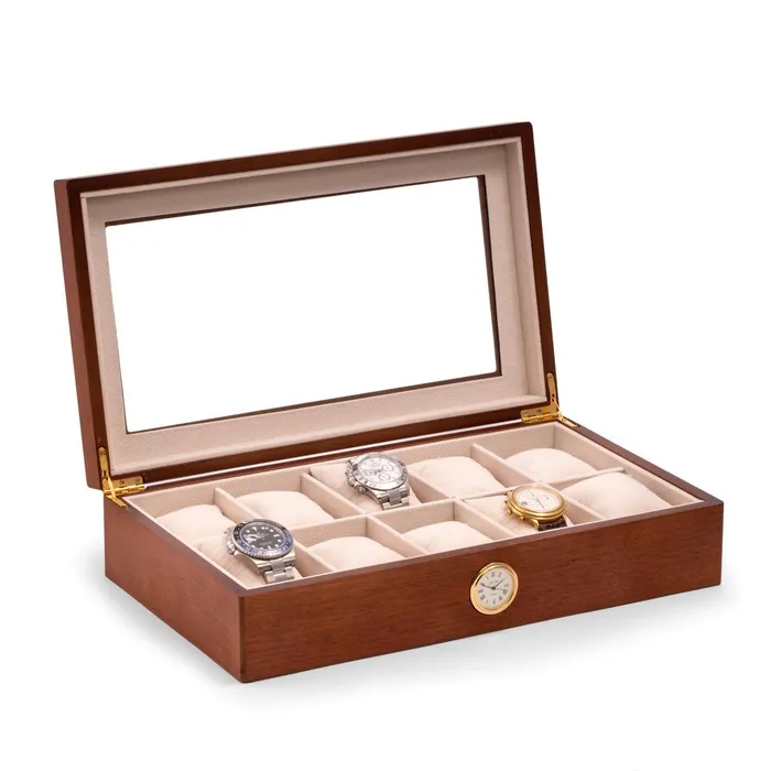 Bey Berk Watches Bey Berk Wood Ten Watch Box w Quartz Movement Clock Bey Berk Watches Bey Berk Wood Ten Watch Box w Quartz Movement Clock