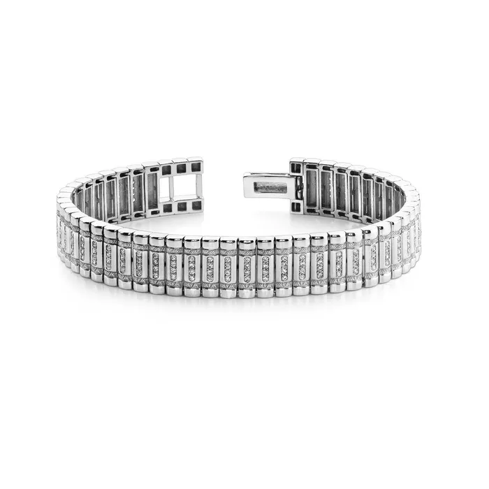Bracelets GB 5 Carats Small Round Cut Natural Earth Mined Diamonds Column Mens Bracelet White Gold 14K Bracelets GB 5 Carats Small Round Cut Natural Earth Mined Diamonds Column Mens Bracelet White Gold 14K