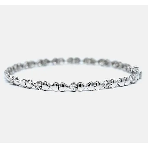 Bracelets GB Heart Shape Natural Earth Mined Diamond Tennis Bracelet 2 Carats FG White Gold 14K Bracelets GB Heart Shape Natural Earth Mined Diamond Tennis Bracelet 2 Carats FG White Gold 14K