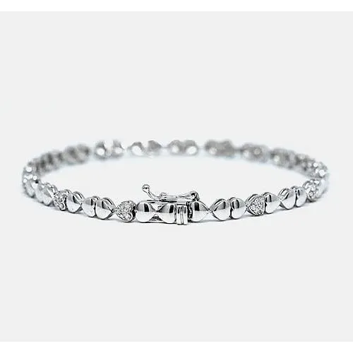 Bracelets GB Heart Shape Natural Earth Mined Diamond Tennis Bracelet 2 Carats FG White Gold 14K Bracelets GB Heart Shape Natural Earth Mined Diamond Tennis Bracelet 2 Carats FG White Gold 14K