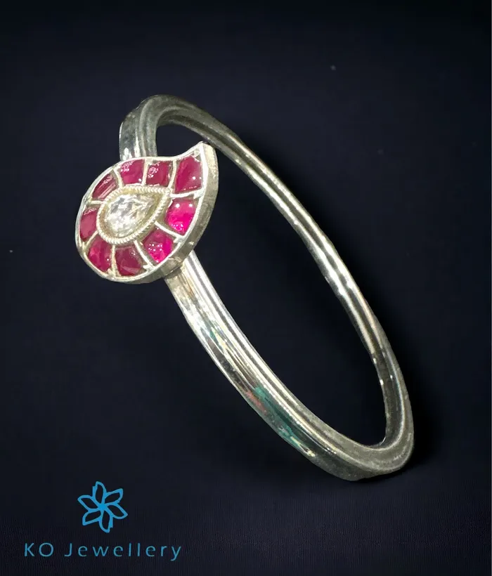 Bracelets Kundan The Paisley Silver Kundan Antique Openable Bracelet Size 26 Bracelets Kundan The Paisley Silver Kundan Antique Openable Bracelet Size 26