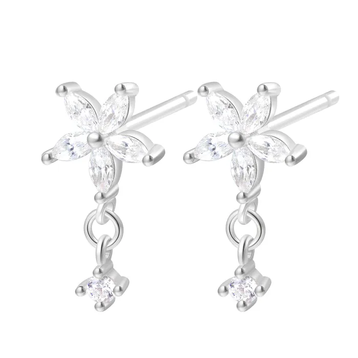 Daisy Drop Stud Earrings Sterling Silver Hey Happiness Earrings