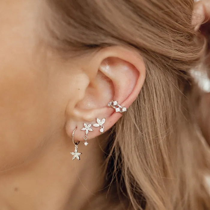 Daisy Drop Stud Earrings Sterling Silver Hey Happiness Earrings