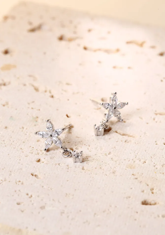 Daisy Drop Stud Earrings Sterling Silver Hey Happiness Earrings