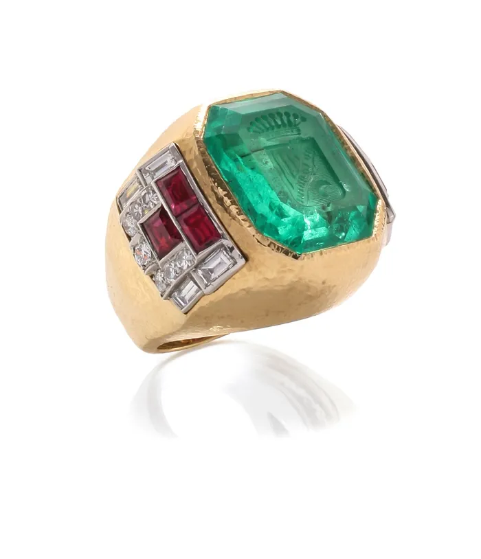 David Webb Rings Coat of Arms Intaglio Ring